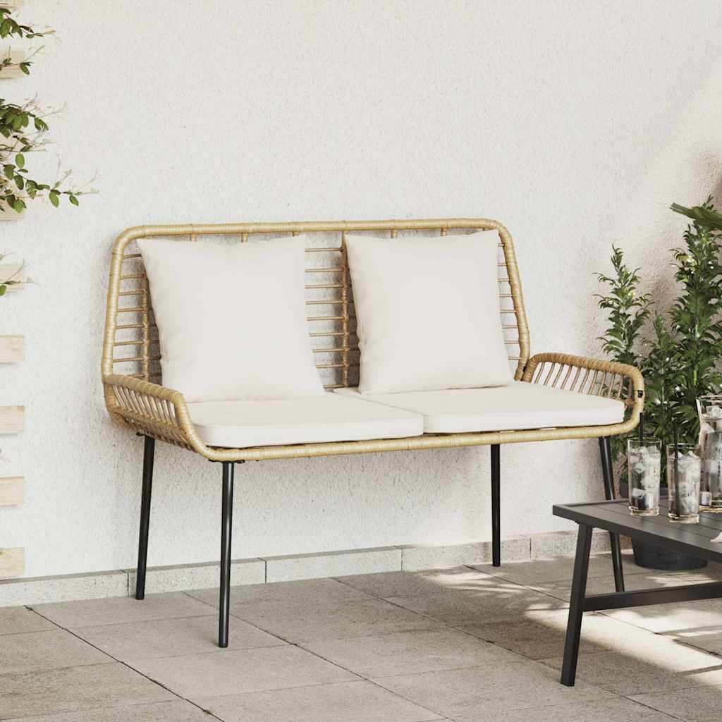 Garden Dining Set 3 pcs Black and Poly Rattan Natural 1 x garden bench