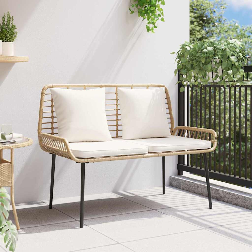 Garden Dining Set 3 pcs Black and Poly Rattan Natural 1 x garden bench