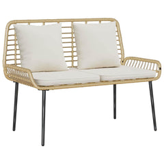 Garden Dining Set 3 pcs Black and Poly Rattan Natural 1 x garden bench