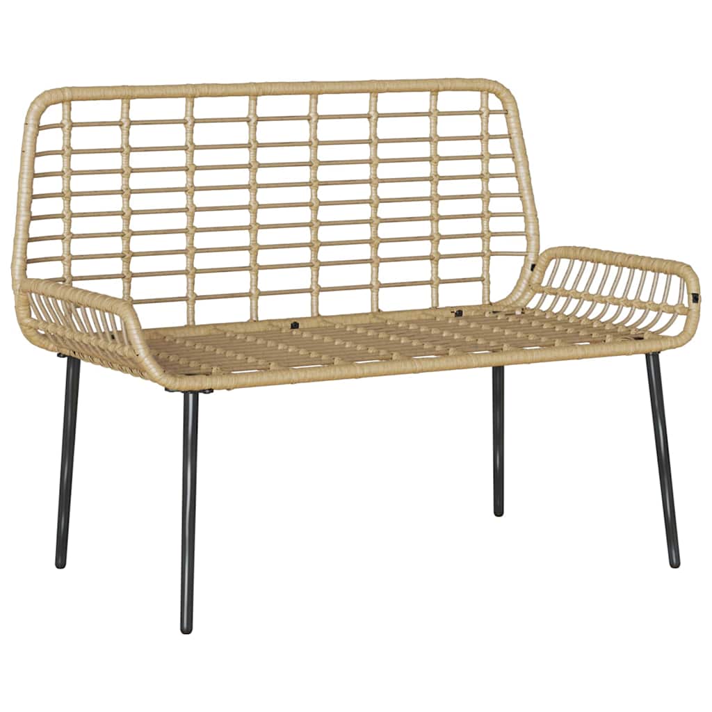 Garden Dining Set 3 pcs Black and Poly Rattan Natural 1 x garden bench