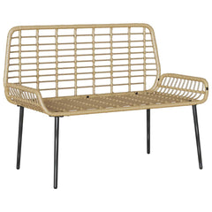 Garden Dining Set 3 pcs Black and Poly Rattan Natural 1 x garden bench