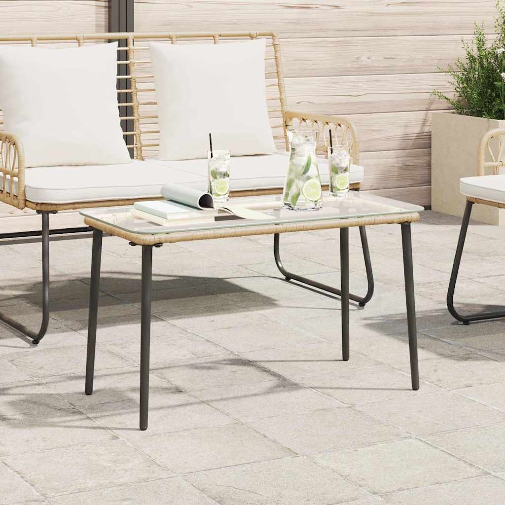 vidaXL Garden Table Natural 80 x 40 x 45 cm Poly Rattan 3