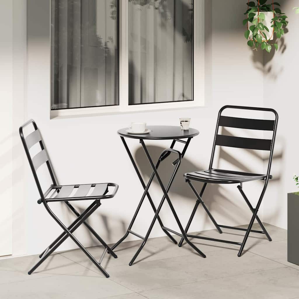 Garden Bistro Set 3 pcs Steel Anthracite 2x chairs +round table