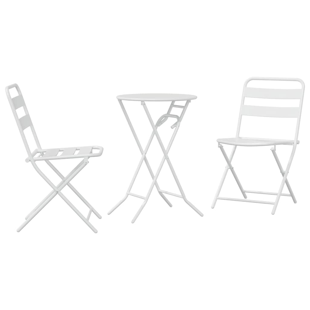 Garden Bistro Set 3 pcs Steel White 2x chair +round table