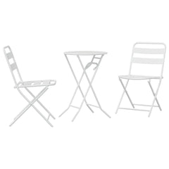 Garden Bistro Set 3 pcs Steel White 2x chair +round table