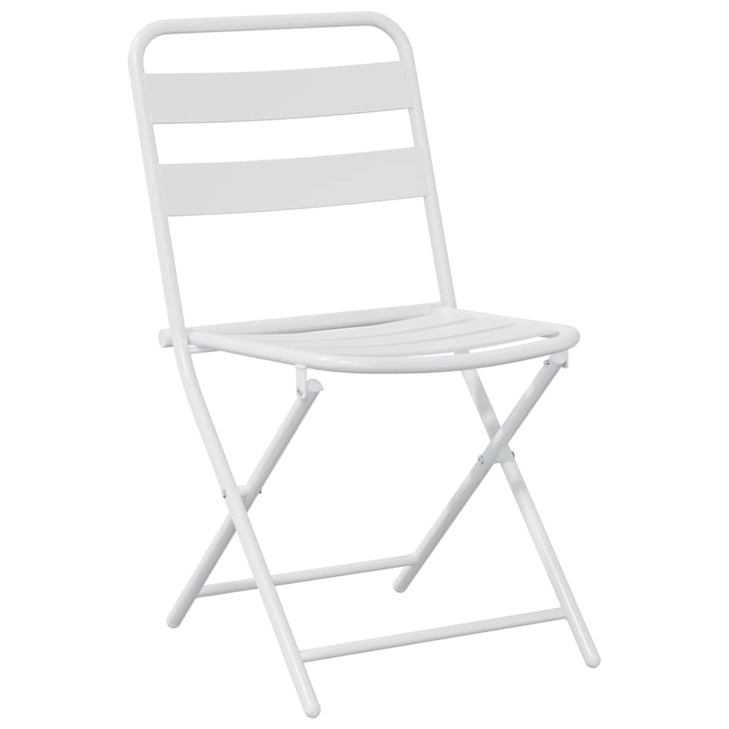 Garden Bistro Set 3 pcs Steel White 2x chair +round table