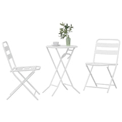 Garden Bistro Set 3 pcs Steel White 2x chair +round table