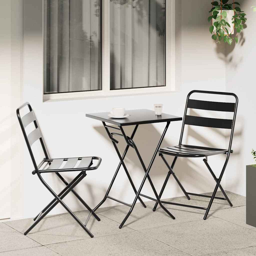 Garden Bistro Set 3 pcs Steel Anthracite 2x chair +square table