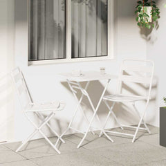 Garden Bistro Set 3 pcs Steel White 2x chairs +square table