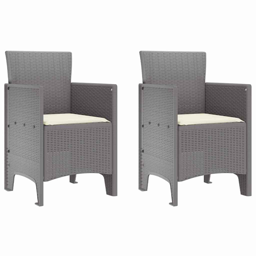 vidaXL Garden Chair 2 pcs Light Grey Polypropylene 2