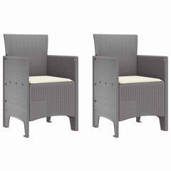 vidaXL Garden Chair 2 pcs Light Grey Polypropylene 2