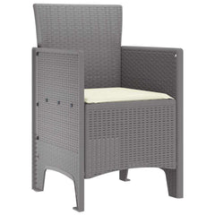 vidaXL Garden Chair 2 pcs Light Grey Polypropylene 4