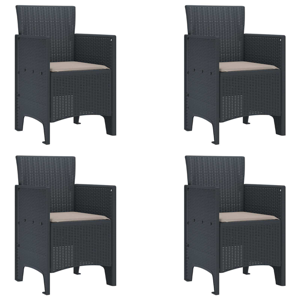 Garden Chair Polypropylene 4 pcs Taupe Anthracite