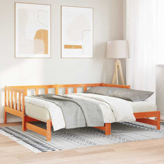 vidaXL Pull-out Day Bed Wax Brown 193.5 x 184 x 66 cm Solid Pine Wood 1