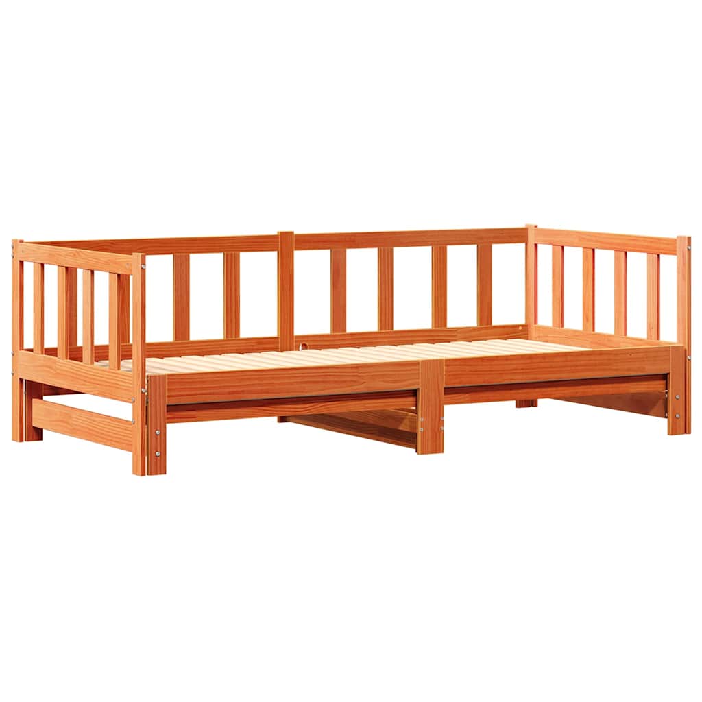 vidaXL Pull-out Day Bed Wax Brown 193.5 x 184 x 66 cm Solid Pine Wood 4