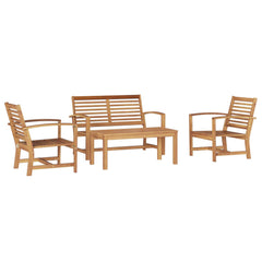 Garden Sofa Set 5 pcs Natural Solid Teak Wood 1x bench+ 2x chair+ 1x table