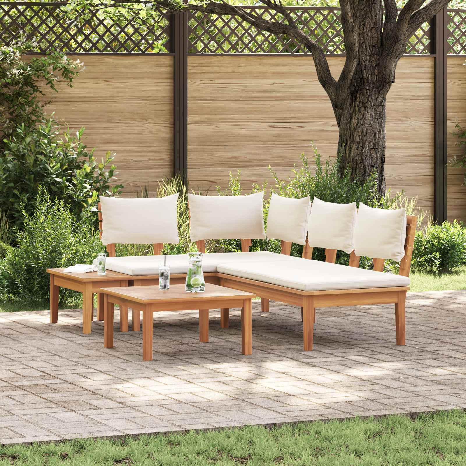 vidaXL Garden Sofa Set 4 pcs Brown and Cream 1