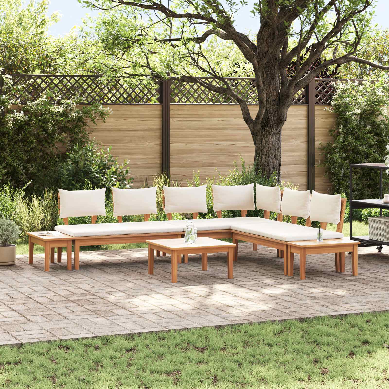 vidaXL Garden Sofa Set 4 pcs Brown and Cream 1