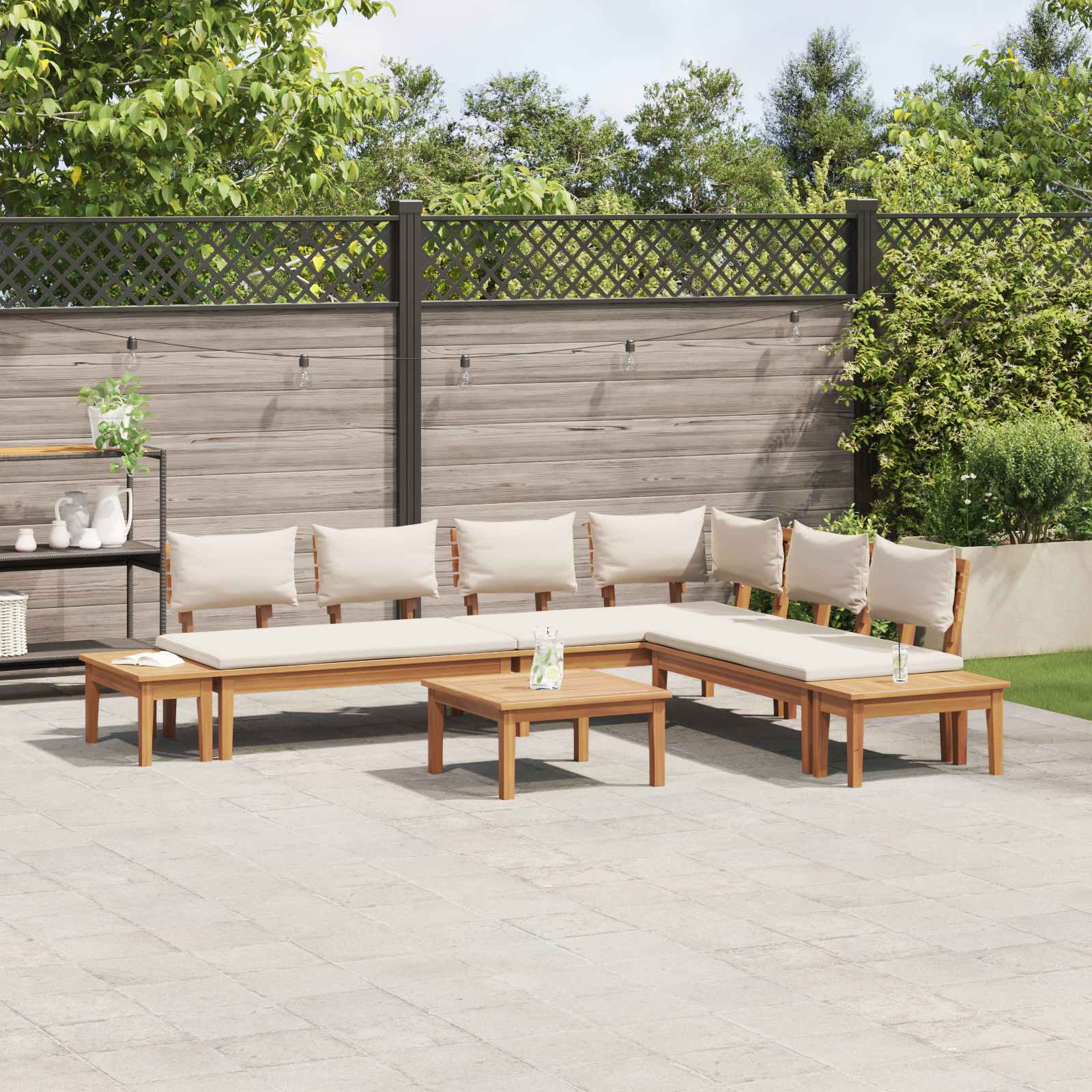 vidaXL Garden Sofa Set 4 pcs Brown and Cream 4