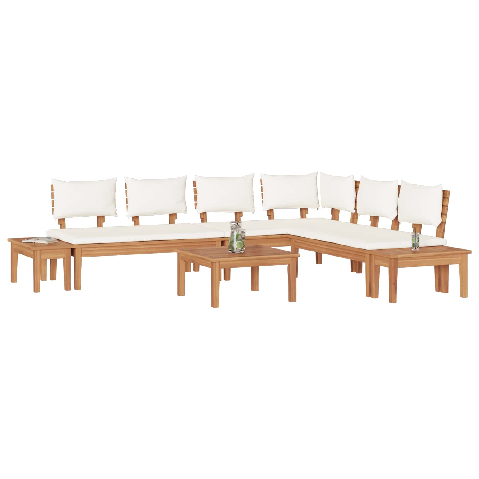 vidaXL Garden Sofa Set 4 pcs Brown and Cream 3