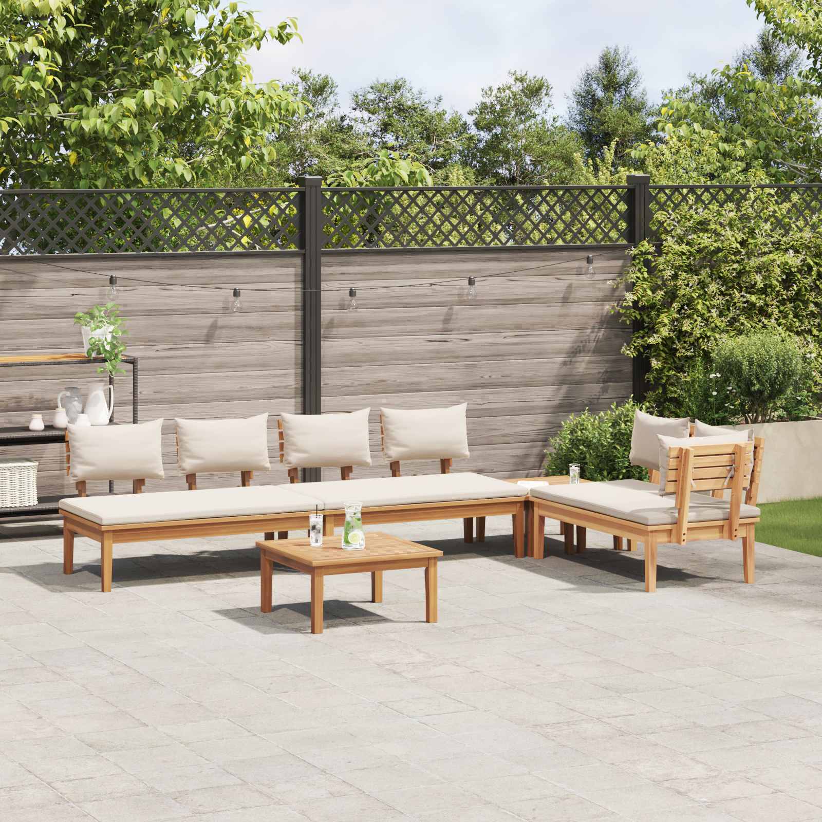 vidaXL Garden Sofa Set 5 pcs Brown and Cream 4
