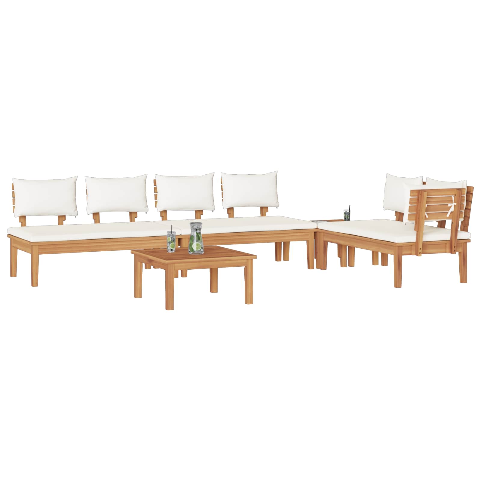 vidaXL Garden Sofa Set 5 pcs Brown and Cream 3