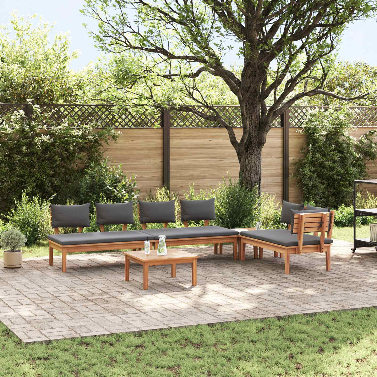 vidaXL Garden Sofa Set 4 pcs Brown and Grey
