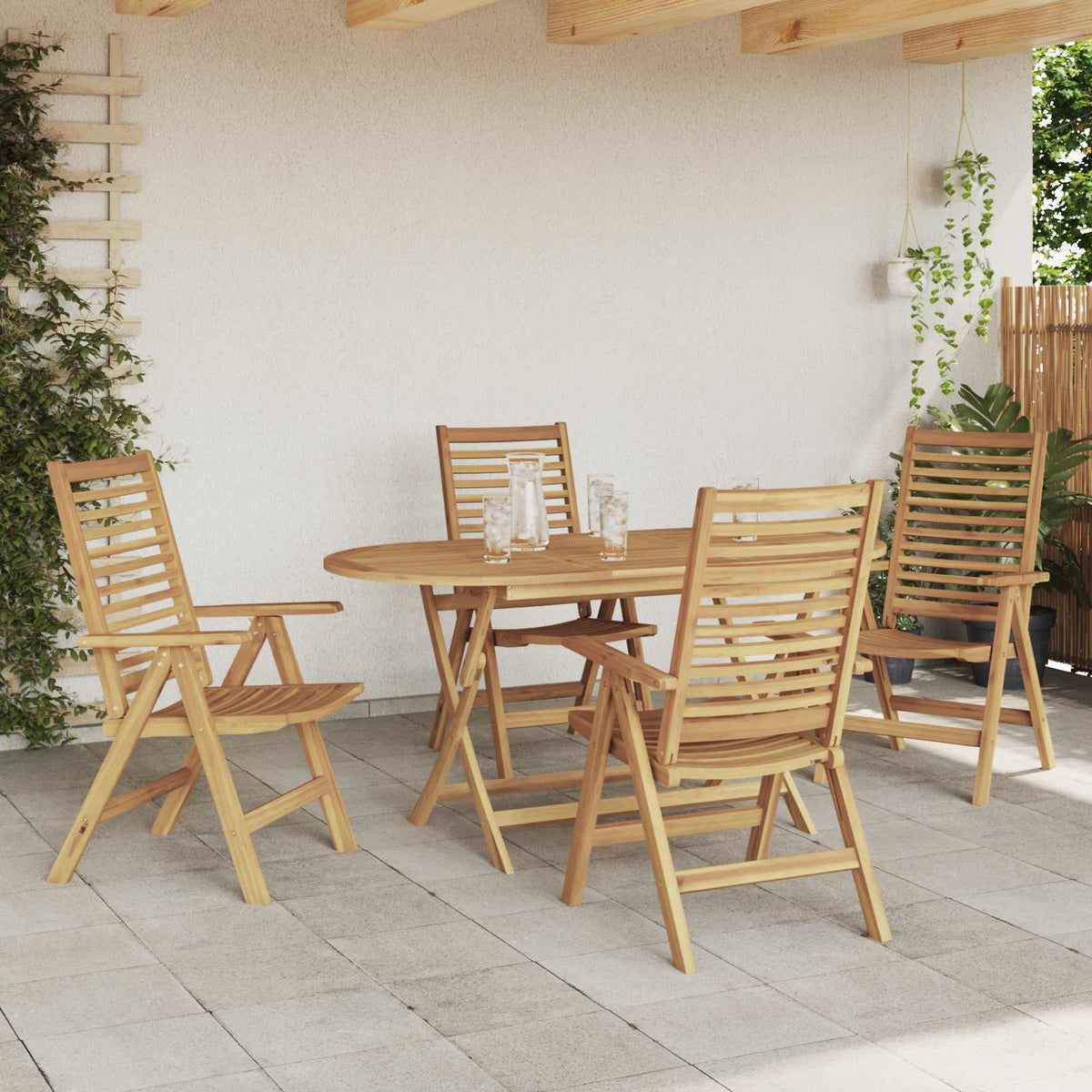Garden Dining Set 5 pcs Brown Solid Teak Wood 4-seater