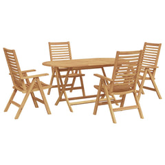 Garden Dining Set 5 pcs Brown Solid Teak Wood 4-seater