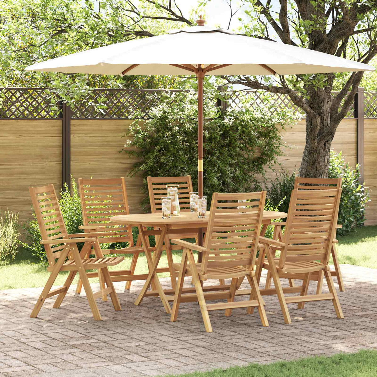 Garden Dining Set 5 pcs Brown Solid Teak Wood 6-seater