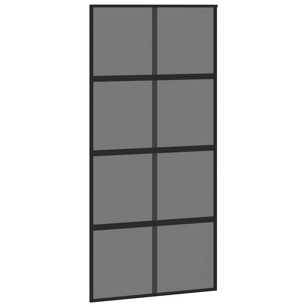 Sliding Door with Hardware Set Black 76x205 cm Tempered Glass Black and dark transparent 102.5 cm 213 cm sliding rail