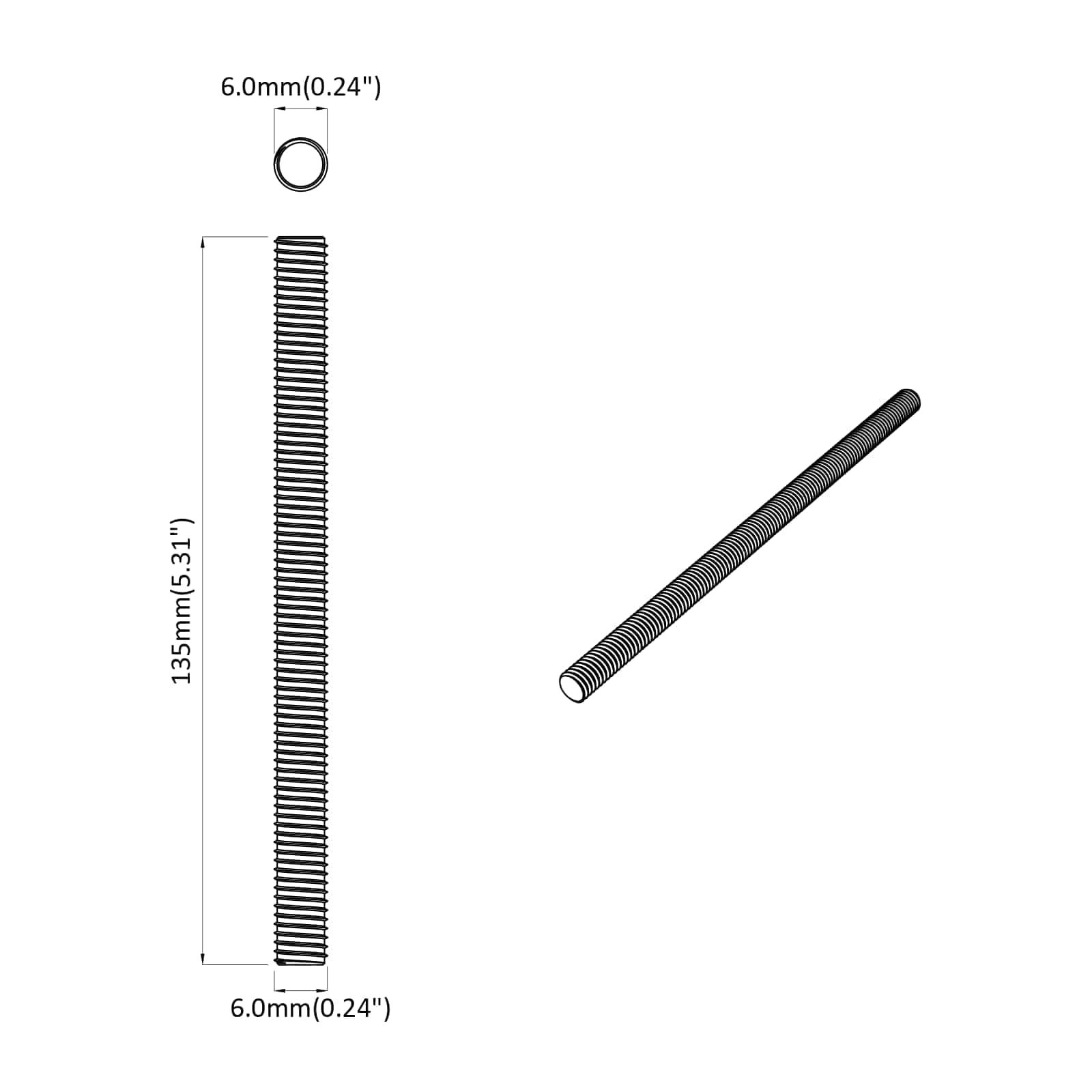 vidaXL Threaded Rod 800 pcs Silver Steel 6