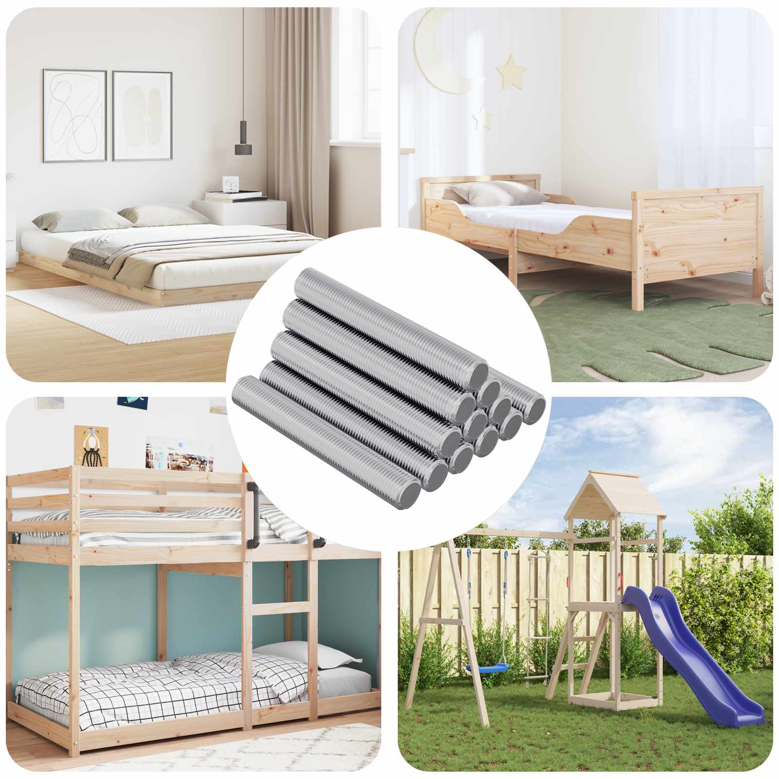 vidaXL Threaded Rod 1000 pcs Silver Steel 1