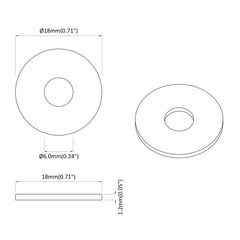 Washers Silver 18 x 18 x 1.2 mm Iron M6 x 18 mm 18 kg (9000-9278 pcs)