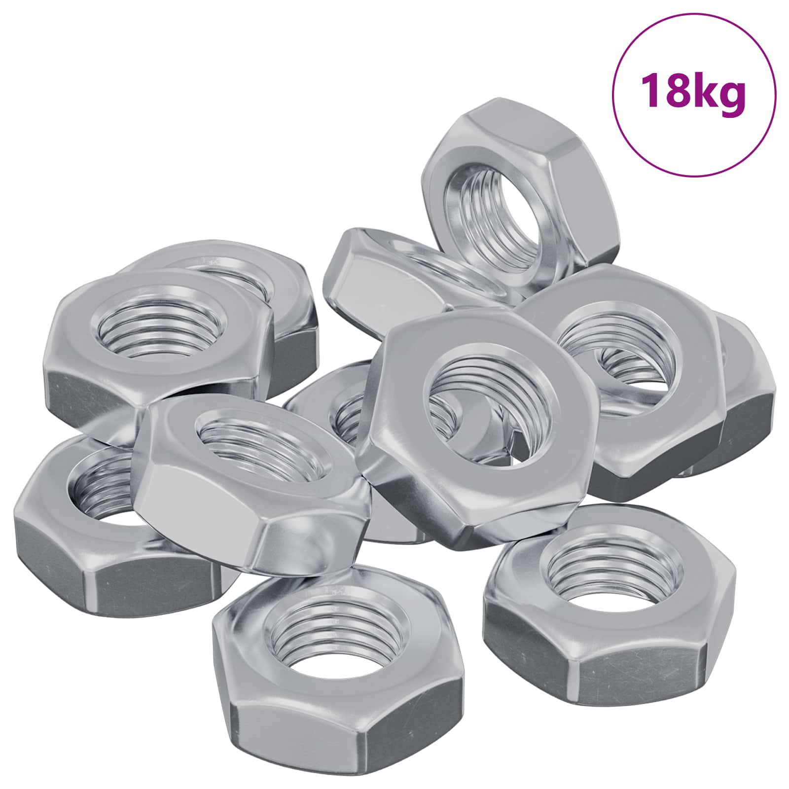 vidaXL Hex Nut 3600 pcs Silver Metal 3