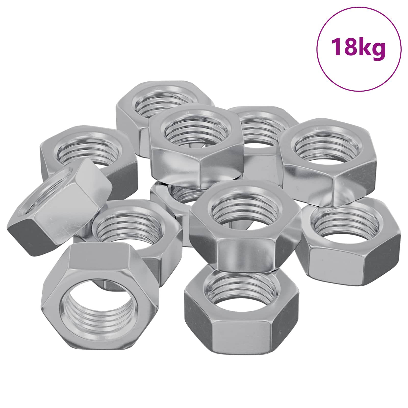 vidaXL Hex Nut 9000 pcs Silver Metal 2