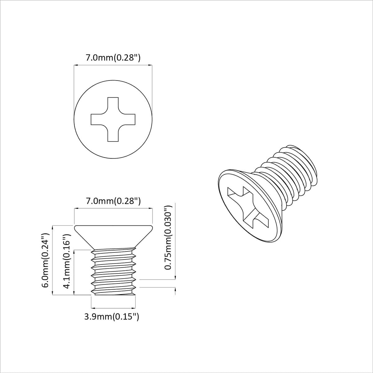 Countersunk Head Screws Silver M4 6 mm Steel 18 kg (approx. 32727 pcs)
