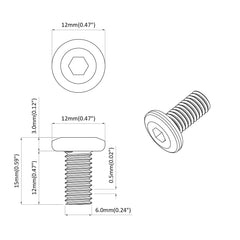 Lock Screw Plain Silver Steel M6 x 12 mm 18 kg (approx. 4865 pcs)