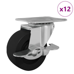 vidaXL Caster 12 pcs Black and silver 50.7 x 50.7 x 24.4 mm 2