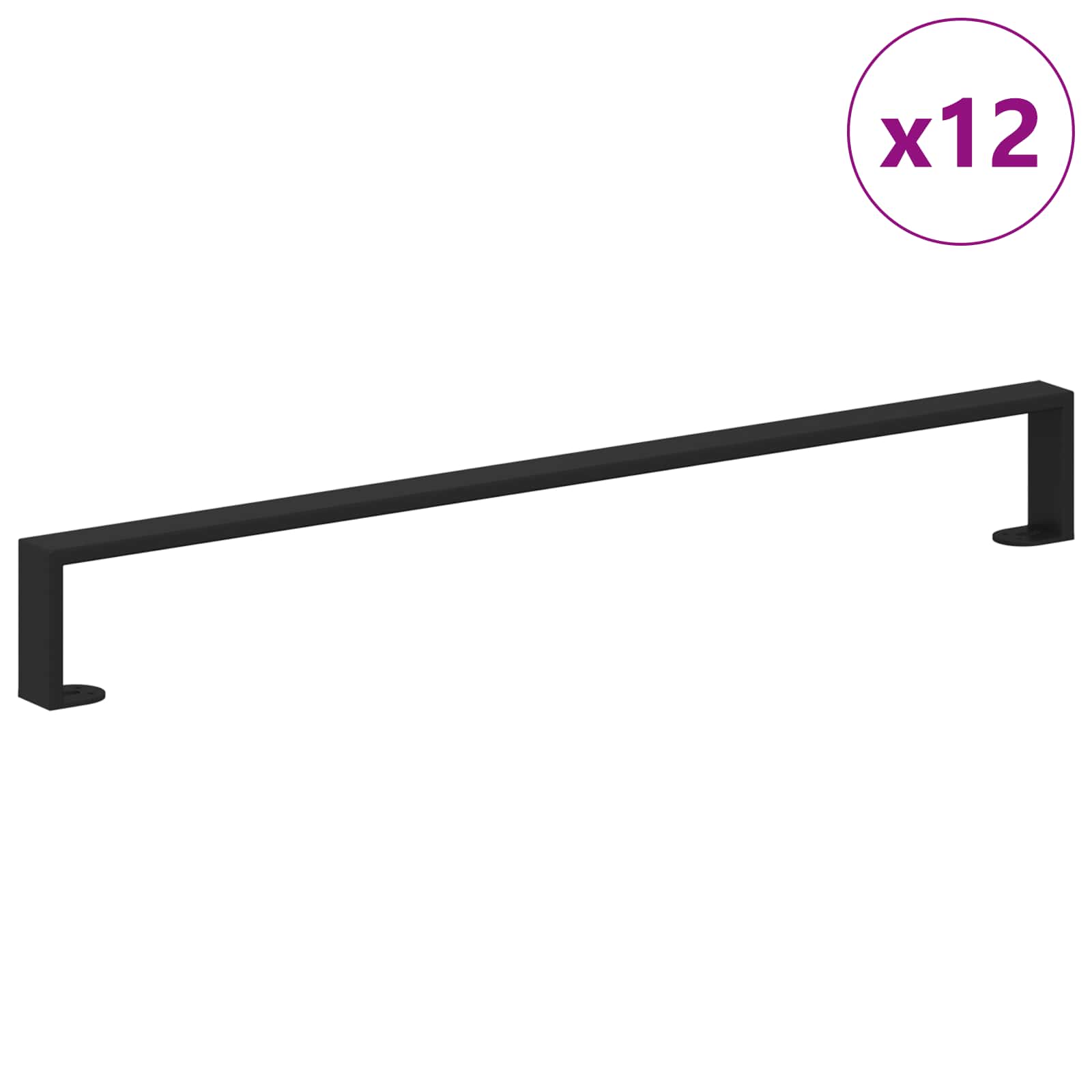 vidaXL Furniture Feet 12 pcs Black 796 x 40.5 x 100 mm Iron 2