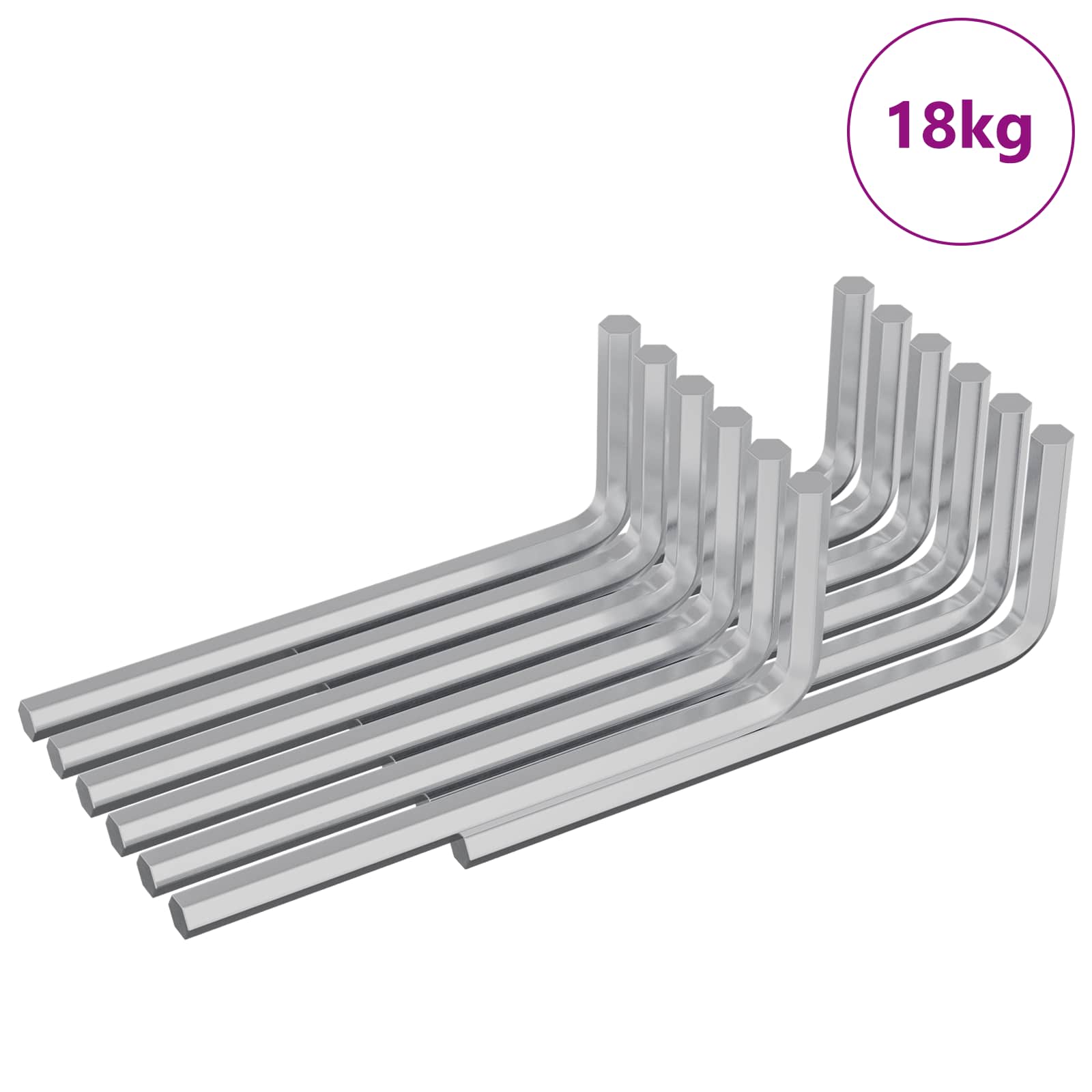 vidaXL Hex Key 2118 pcs Silver 22 x 66 mm Steel 3