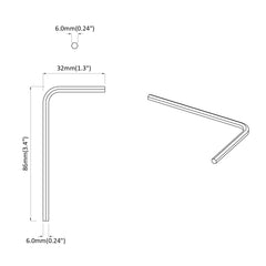 vidaXL Hex Key 1800 pcs Silver 32 x 86 mm Steel 6