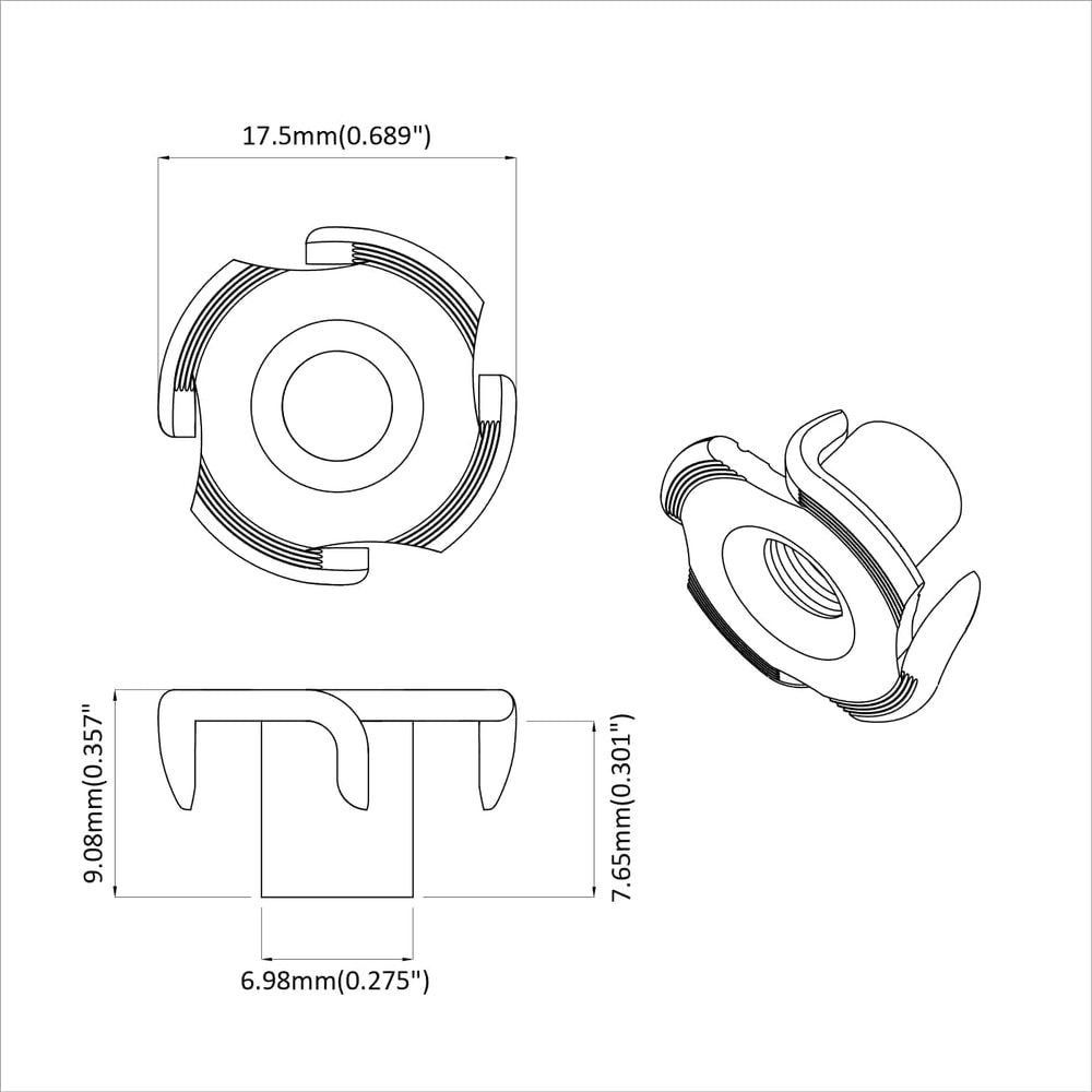 Pronged T-nut Silver M6 Steel 18 kg (7200 pcs)