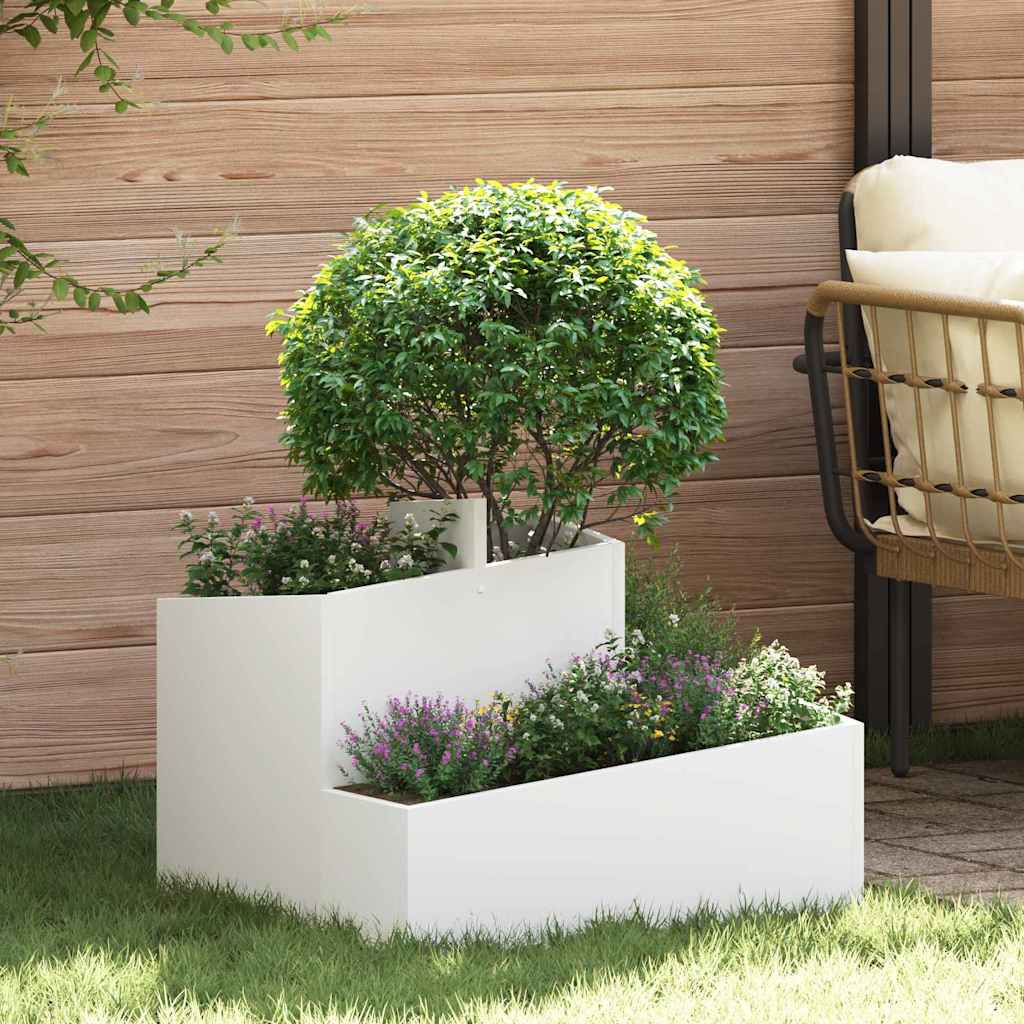 Garden Planter 60 x 60 x 50 cm Cold-rolled Steel White 60 cm