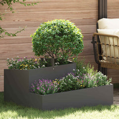 Garden Planter 60 x 60 x 50 cm Cold-rolled Steel Black 80 cm