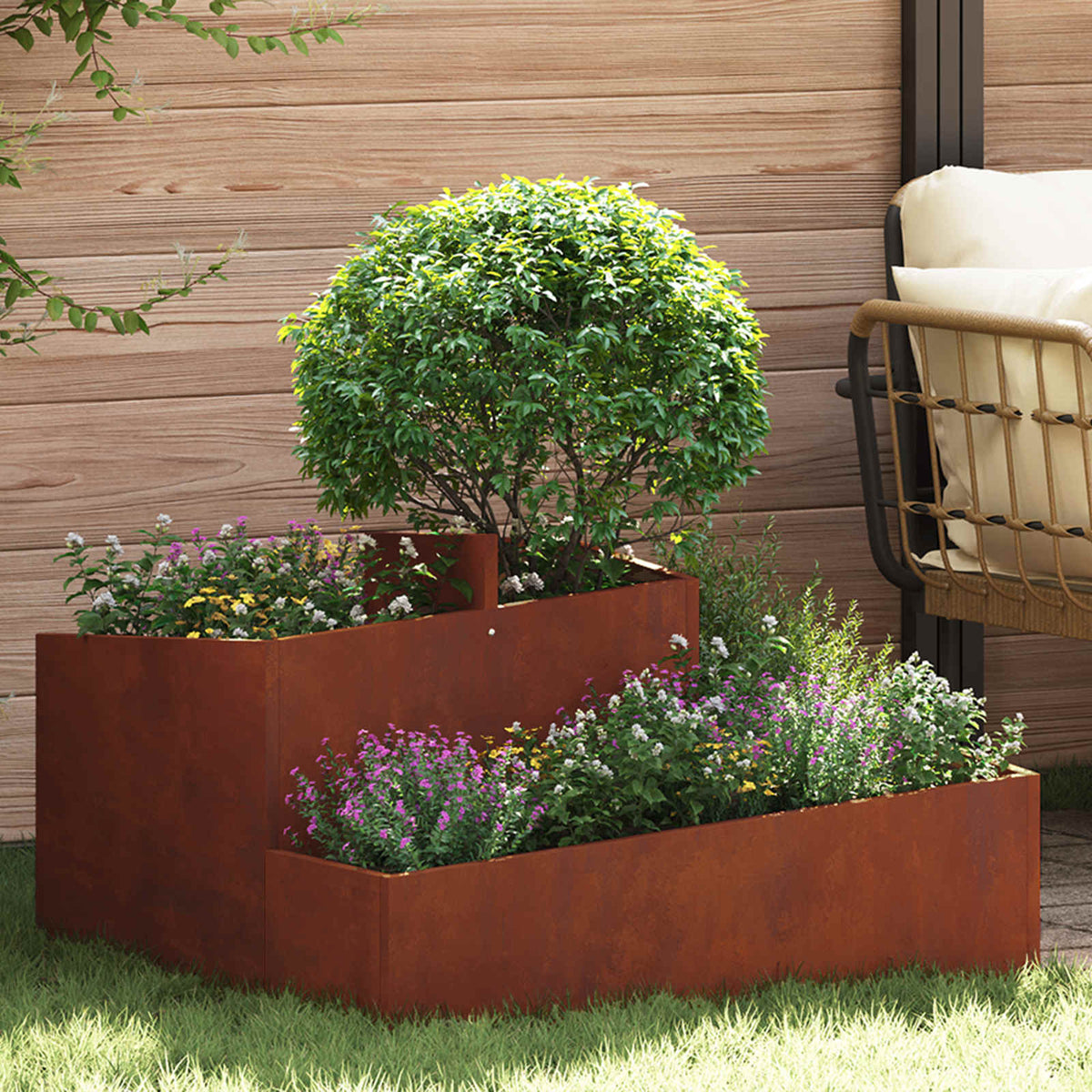 Garden Planter 60 x 60 x 50 cm Cold-rolled Steel Weathering steel 80 cm