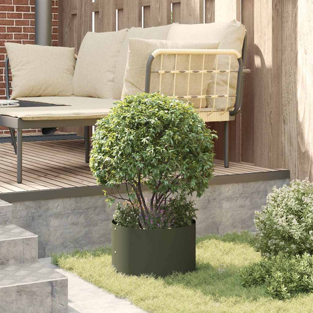 vidaXL Planter Ring Olive Green 30 x 30 x 20 cm Cold-rolled Steel 4