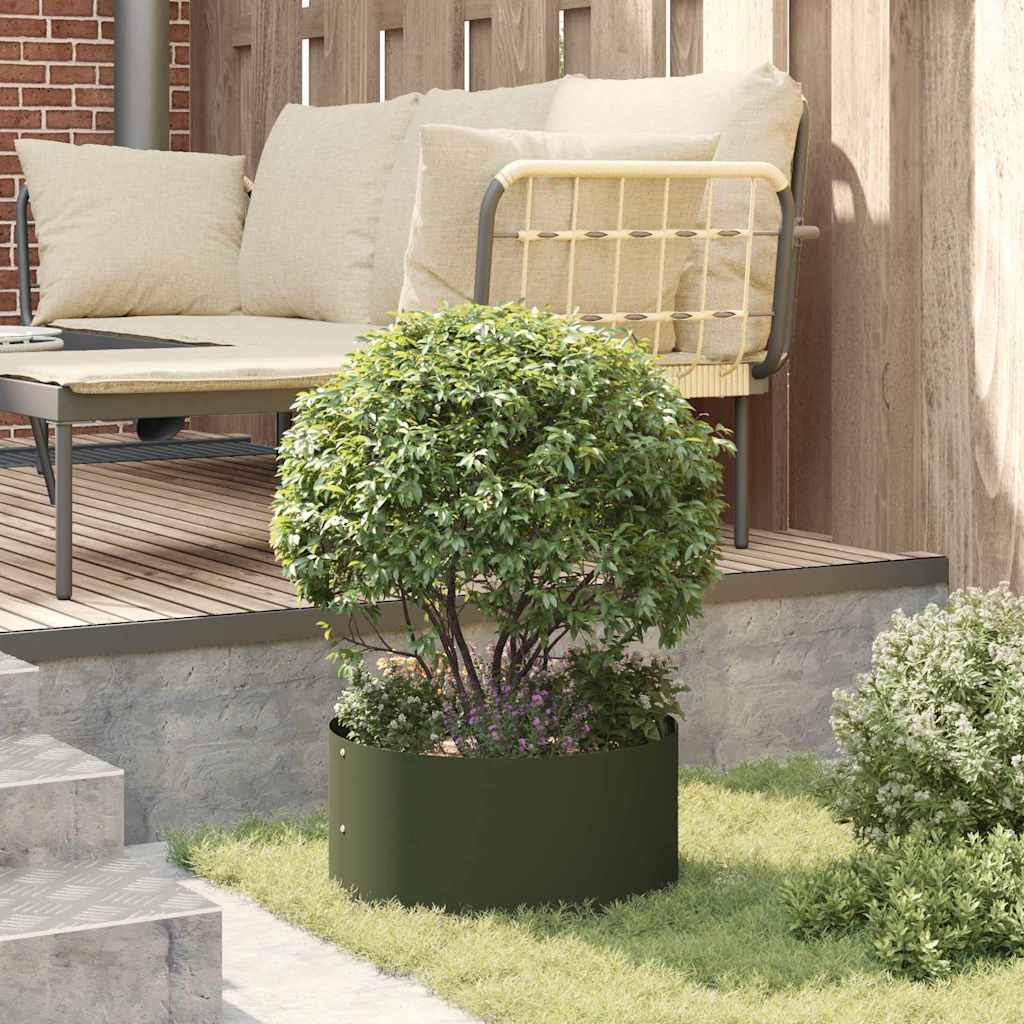vidaXL Planter Ring Olive Green 40 x 40 x 20 cm Cold-rolled Steel 4