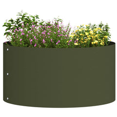 vidaXL Planter Ring Olive Green 40 x 40 x 20 cm Cold-rolled Steel 3