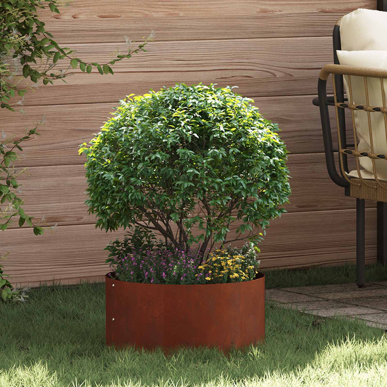 vidaXL Planter Ring Rusty 40 x 40 x 20 cm Weathering Steel 1